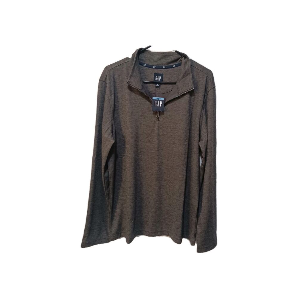 Gap Men's Half Zip Long Sleeve Mock Neck Sweater Midnight gray Large NEW